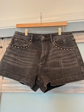 Idyllwind Black Studded High-Rise Jean Shorts